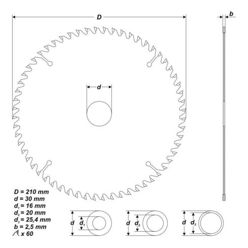 Kreissägeblatt HM [Ø 210 x 30 mm, 60 Z] photo #2
