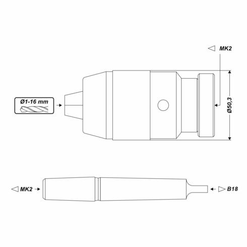 Schnellspannbohrfutter [16 mm, B18, MK2 Dorn] photo #5