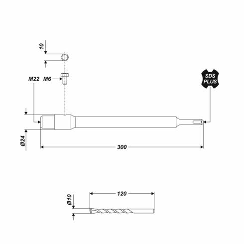 SDS Plus Aufnahmeschaft [M22 x 300 mm] photo #5